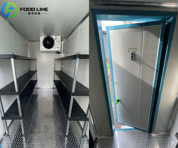 cool room trailer with internal shelving
