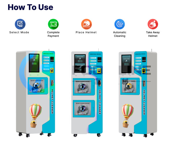 how to use vending machine to disinfect helmets