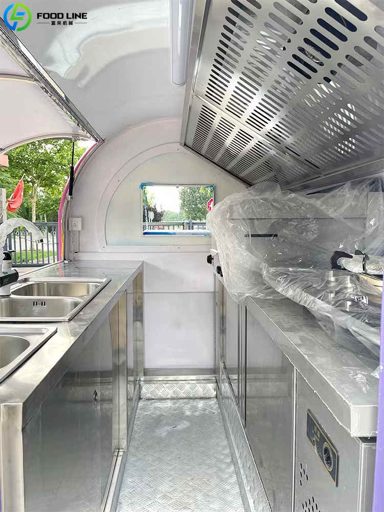 round food kitchen trailer with storage cabinet