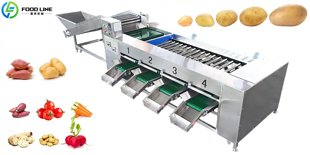 roller grading machine for potatoes onions