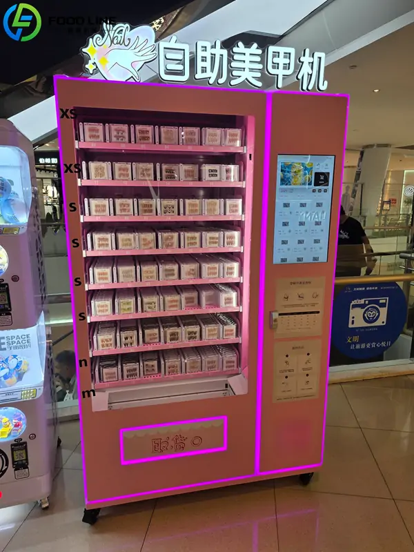automatic cosmetic vending machine with drop delivery mechanism