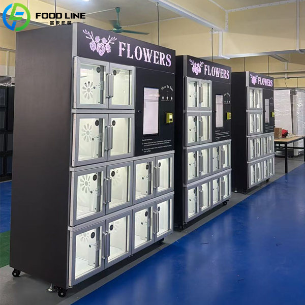 glass door bouquet vending machine with 12 compartments