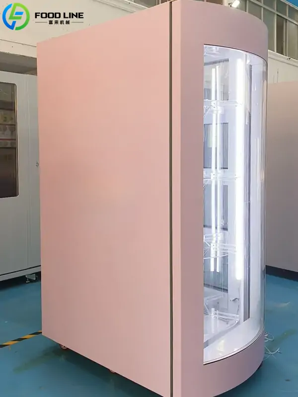 refrigerated bouquet vending machine with rotating display rack