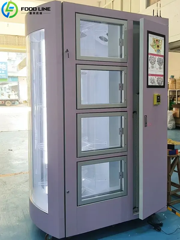 rotating shelf fresh flower vending machine sold to the us