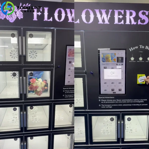 temperature controlled floral vending machine with 12 slots